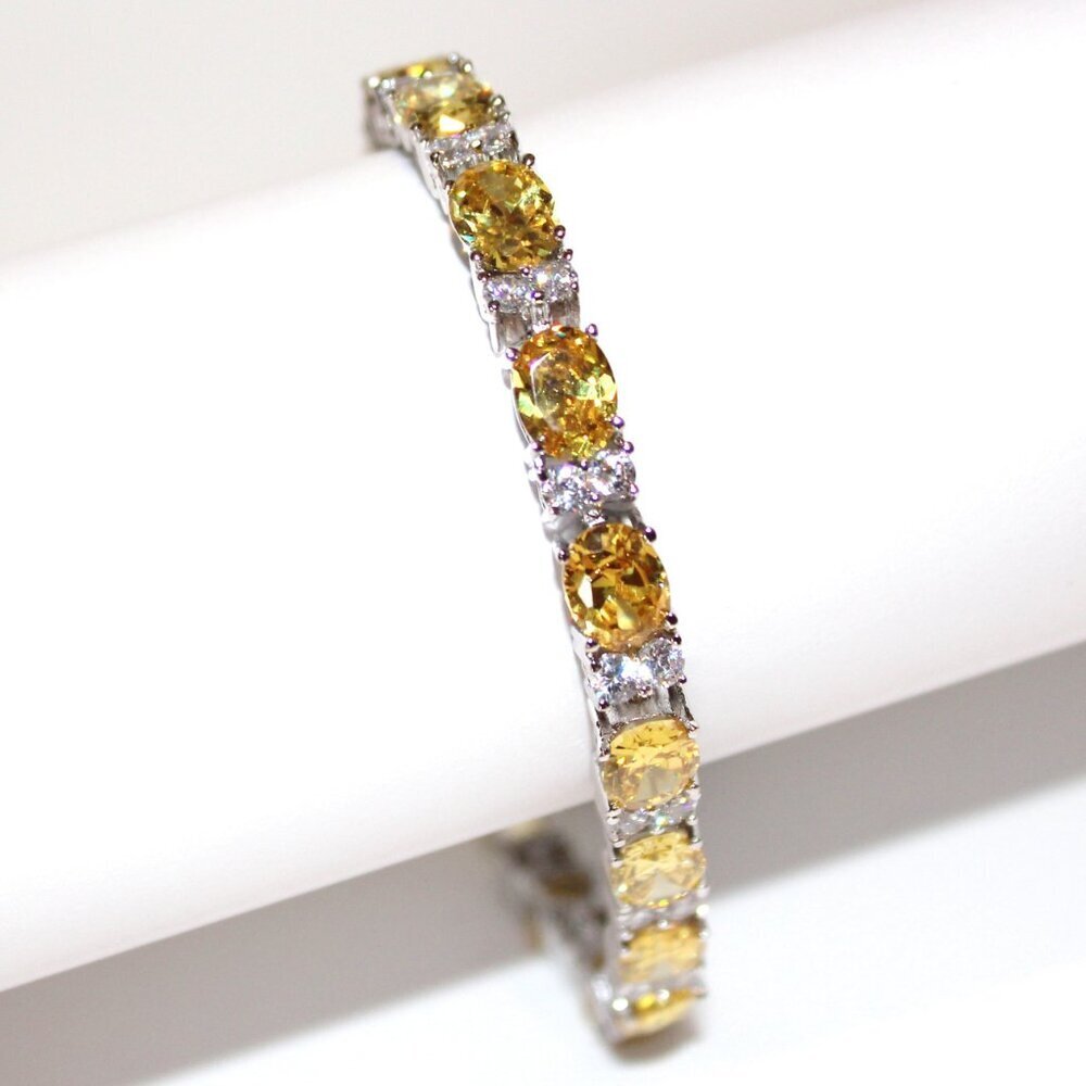 Canary Yellow Cz Tennis Bracelet 7.5" - New w/Tags